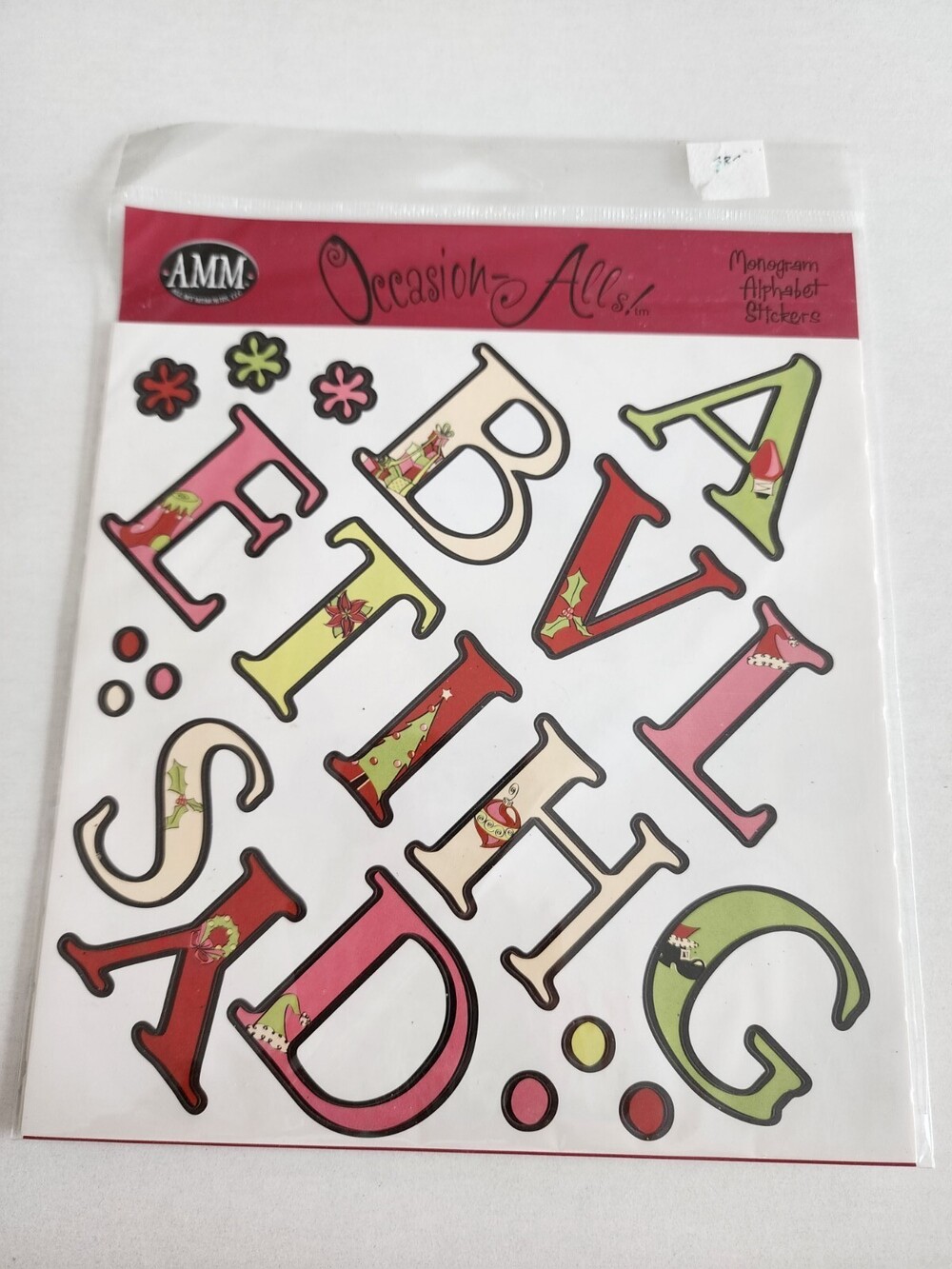 AMM - Letter Stickers Monograms Occasion Alls CHRISTMAS NEW Retired #24